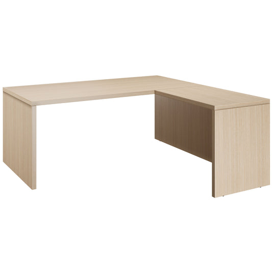 BRALCO SILE desk with extension table | 1800 - 2000 mm, angle desk, cable duct, side frame, oak