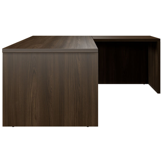 BRALCO SILE desk with extension table | 1800 - 2000 mm, angle desk, cable duct, side frame, walnut