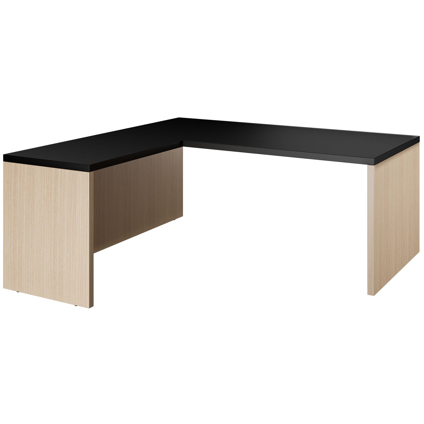 BRALCO SILE desk with extension table | 1800 - 2000 mm, angle desk, cable duct, side frame, black