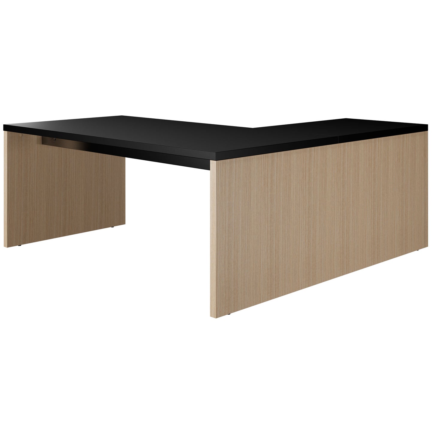 BRALCO SILE desk with extension table | 1800 - 2000 mm, angle desk, cable duct, side frame, black