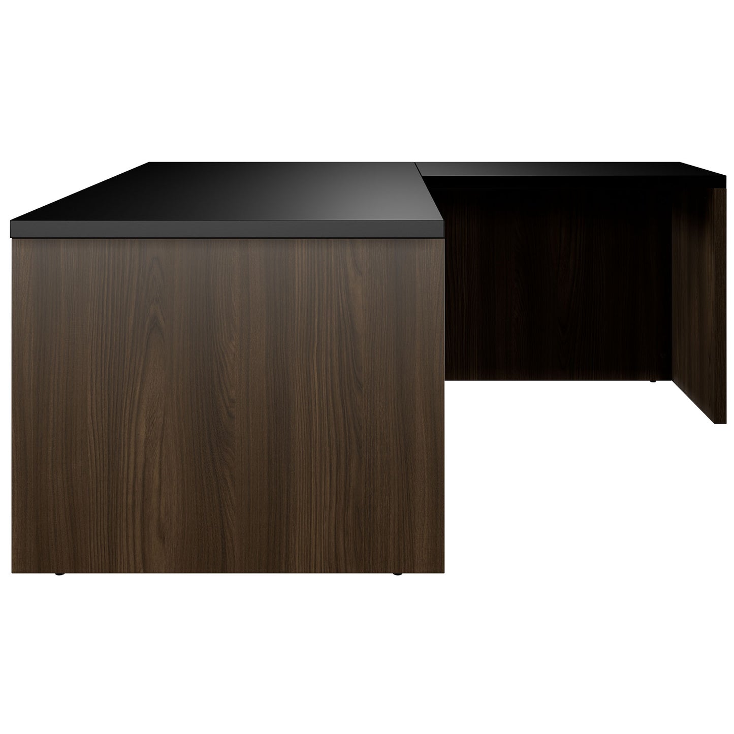 BRALCO SILE desk with extension table | 1800 - 2000 mm, angle desk, cable duct, side frame, black