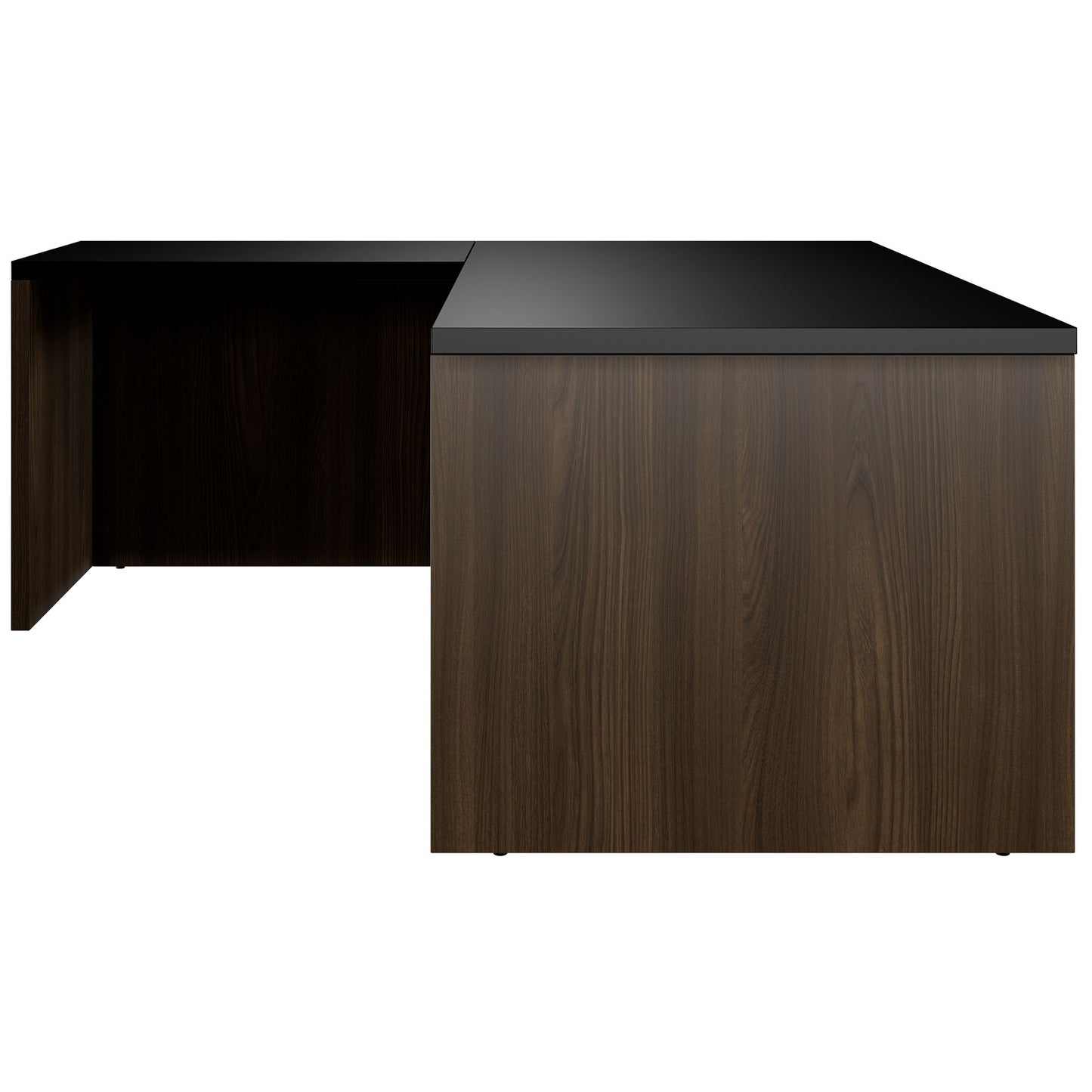 BRALCO SILE desk with extension table | 1800 - 2000 mm, angle desk, cable duct, side frame, black