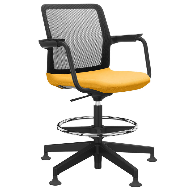 WIND Counter chair | 5-star base, footrest, network back, polyester cover Lucia
