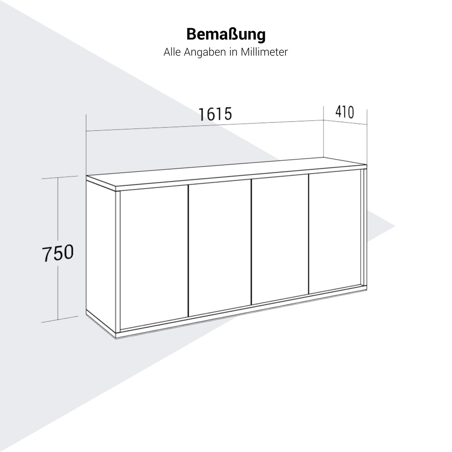 NOVA Sideboard | 2 OH, 1615 x 750 mm, Ahorn