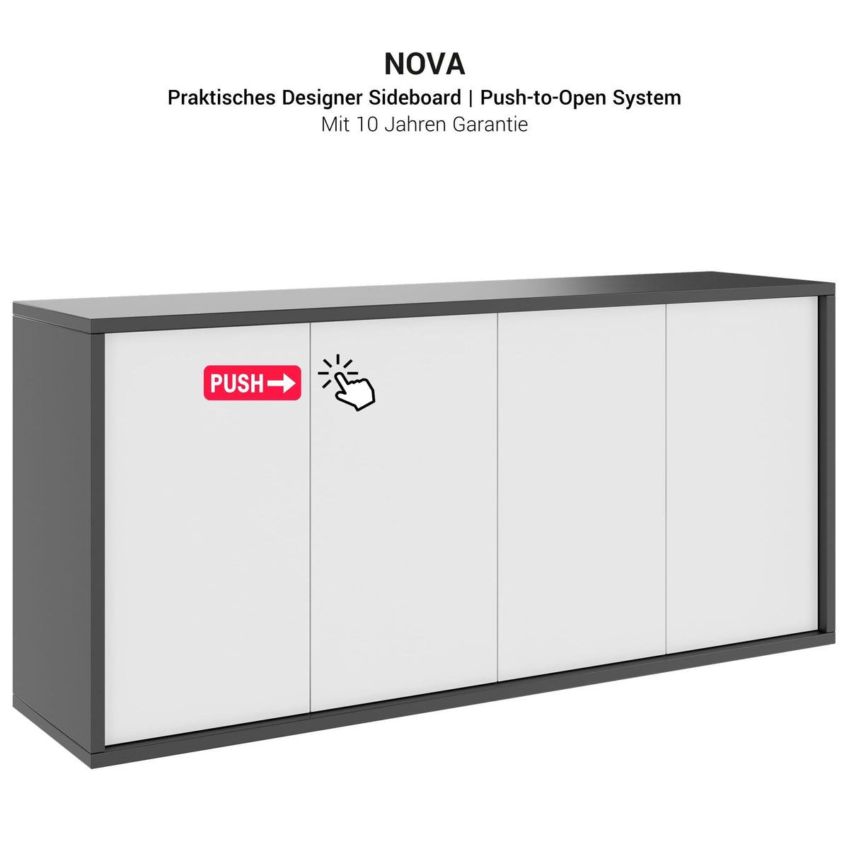 NOVA Sideboard | 2 OH, 1615 x 750 mm, Anthrazit - 4 Lightbox Main Image