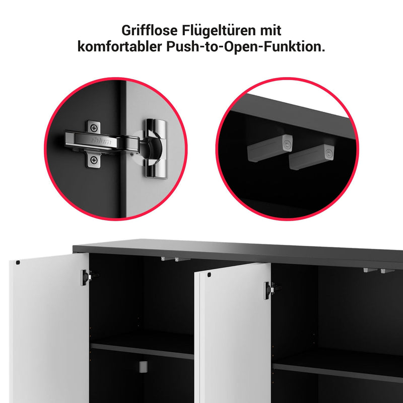 NOVA Sideboard | 2 OH, 1615 x 750 mm, Anthrazit - 5 Main Image