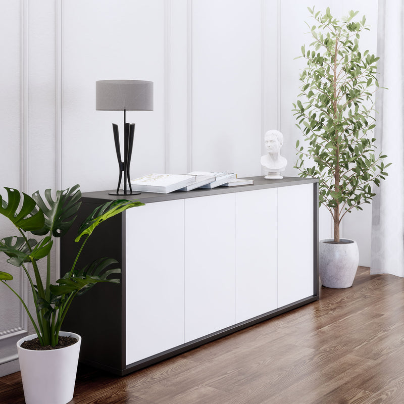 NOVA Sideboard | 2 OH, 1615 x 750 mm, Anthrazit / Weiß - 1 Main Image