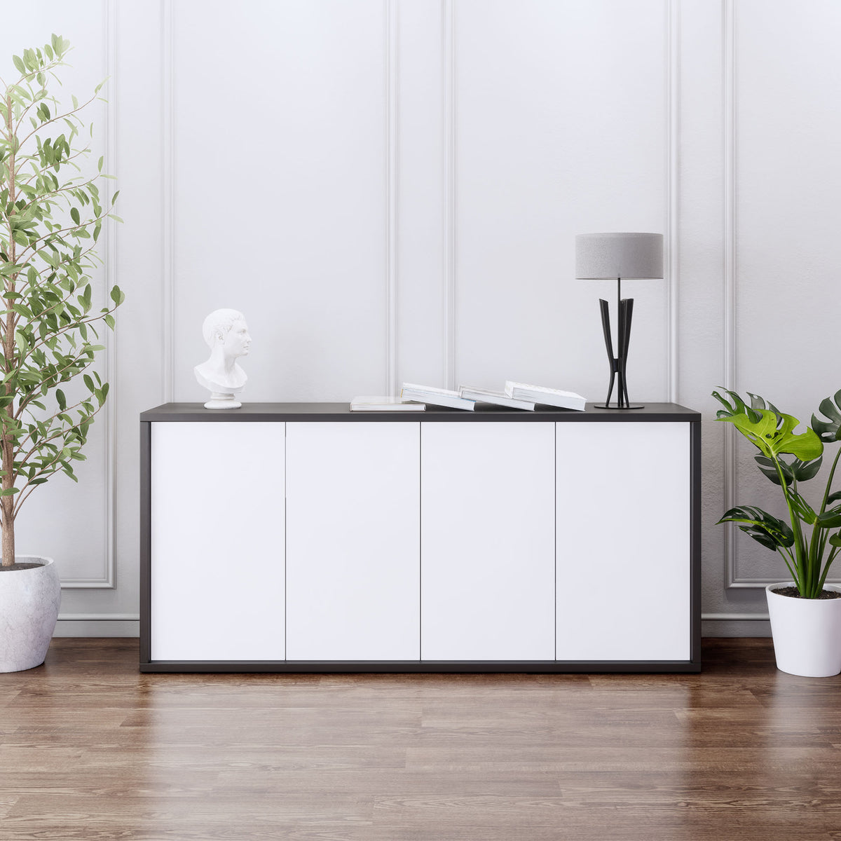 NOVA Sideboard | 2 OH, 1615 x 750 mm, Anthrazit / Weiß - 2 Lightbox Main Image
