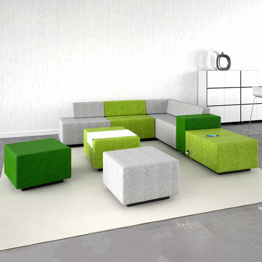 JAZZ seating group | 2200 x 2500 mm, wool cover VELITO - green / light gray mottled