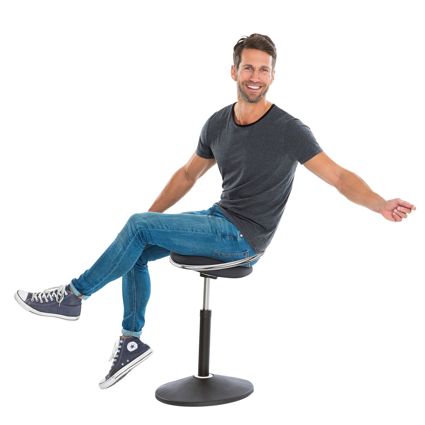 ROVO - SOLO sitting & standing stool | Ergo Balance technology, Ø 380 mm, seat height 540 - 690 mm