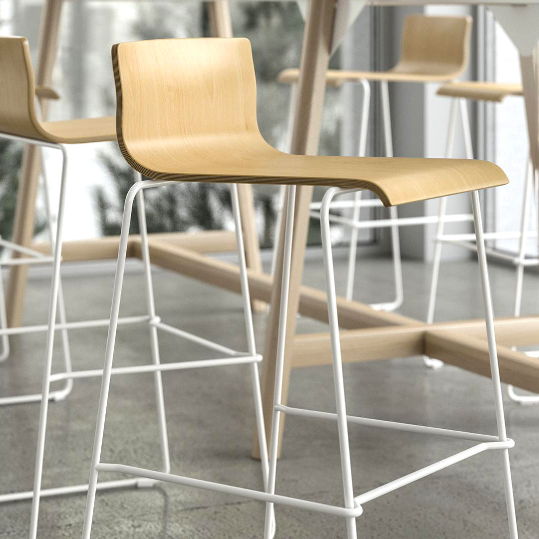 MOON WOOD Sgabello da bar | Frame di coppia | Guscio di sedile MDF | Frame metallico | Impilabile