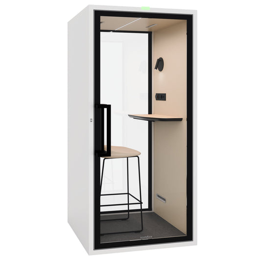 Phone Booth | ART POD S | Class A Soundproofing | For 1 Person | Table & Bar Stool | Ventilation, Lighting & Power Supply | For Open-Plan Offices