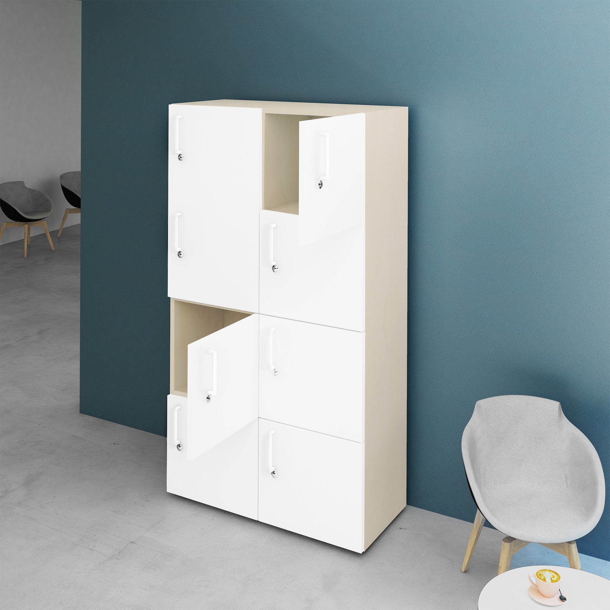 NOVA Broche | 800 x 1092 - 1444 mm (6 - 8 casiers), érable / blanc