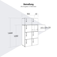 NOVA Spind | 800 x 1092 - 1444 mm (6 - 8 lockers), maple
