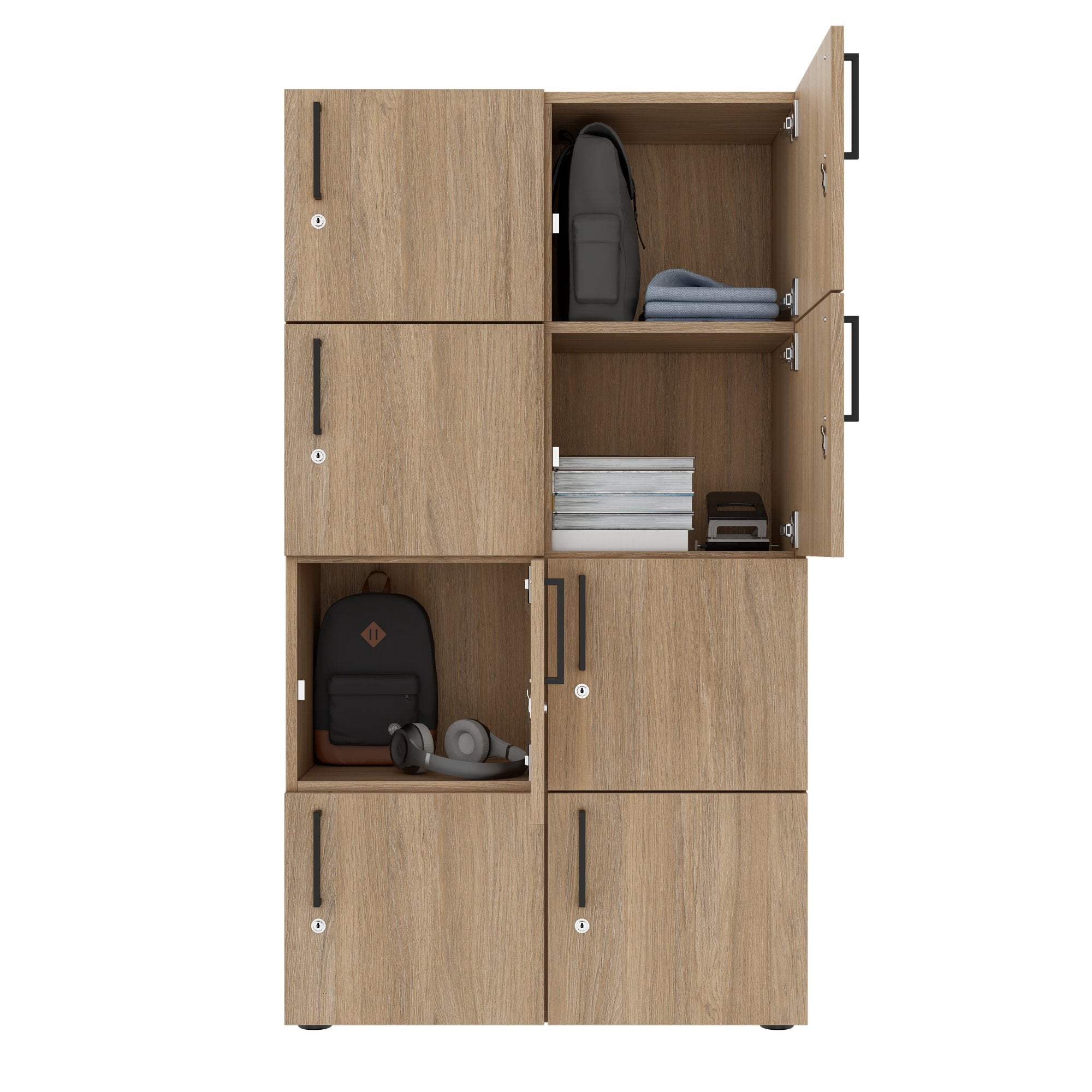 NOVA Spind | 800 x 1092 - 1444 mm (6 - 8 lockers), amber oak