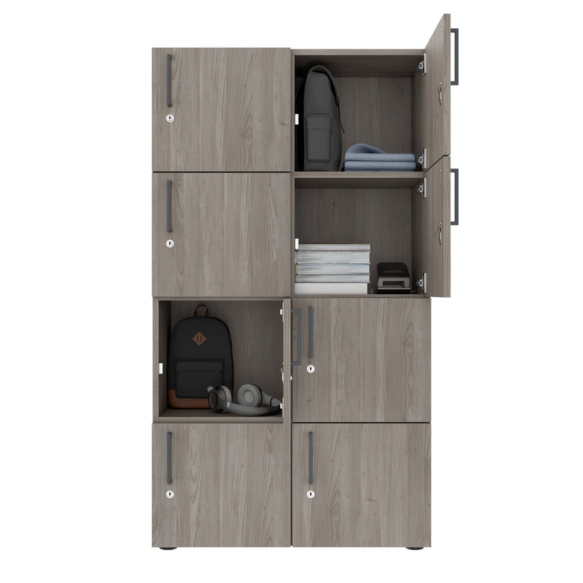 NOVA Lockers | 800 x 1092 - 1444 mm (6 - 8 lockers), gray northern oak