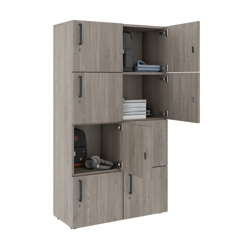 NOVA Lockers | 800 x 1092 - 1444 mm (6 - 8 lockers), gray northern oak