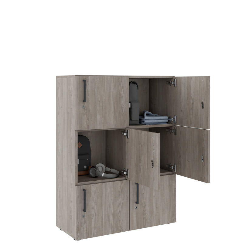 NOVA Lockers | 800 x 1092 - 1444 mm (6 - 8 lockers), gray northern oak
