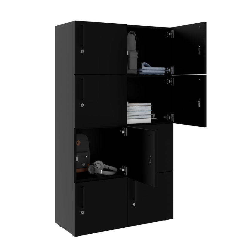 NOVA Spind | 800 x 1092 - 1444 mm (6 - 8 Schliessfächer), Schwarz