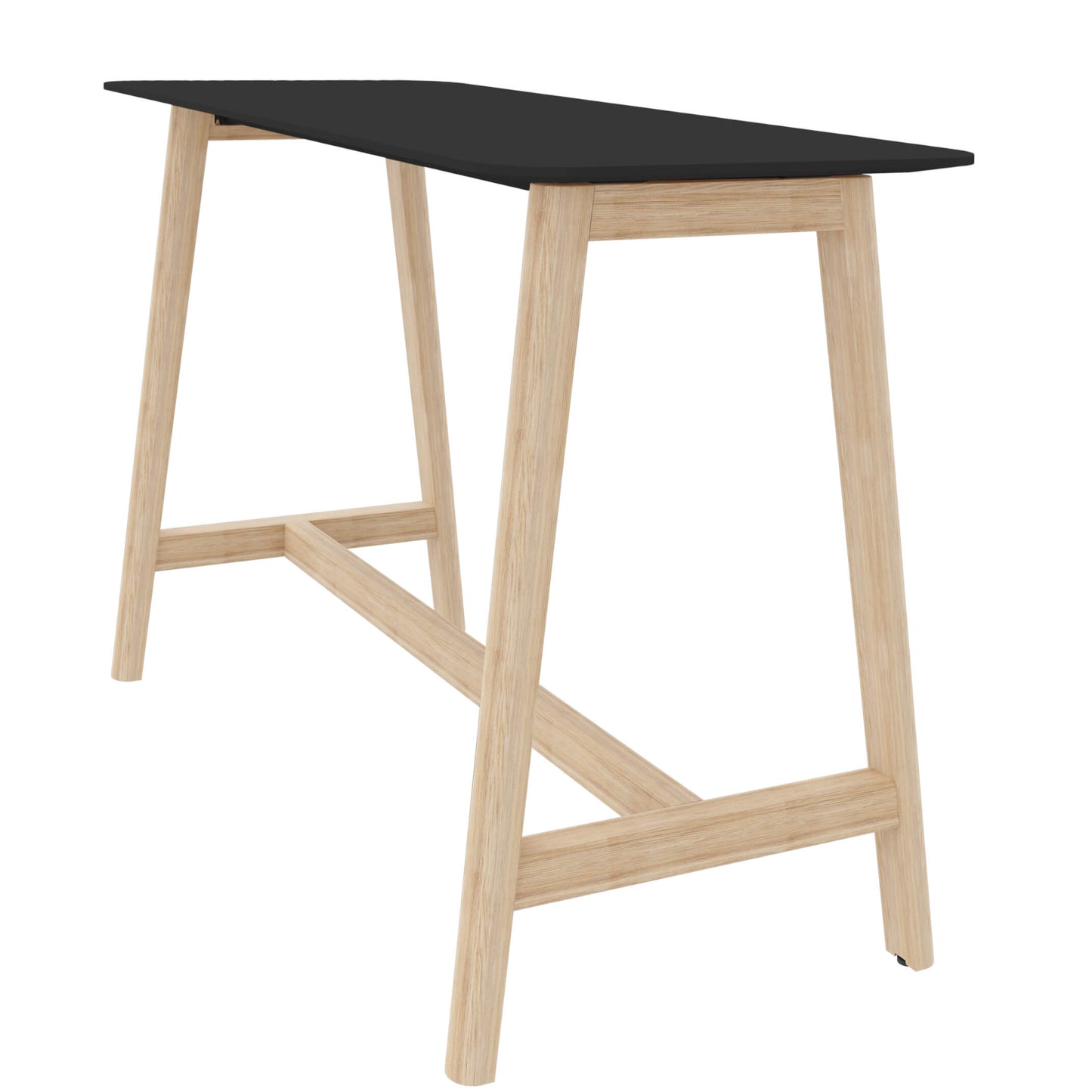 NOVA WOOD high table | Solid wood frame, 1600 x 700 mm, HPL FENIX Black