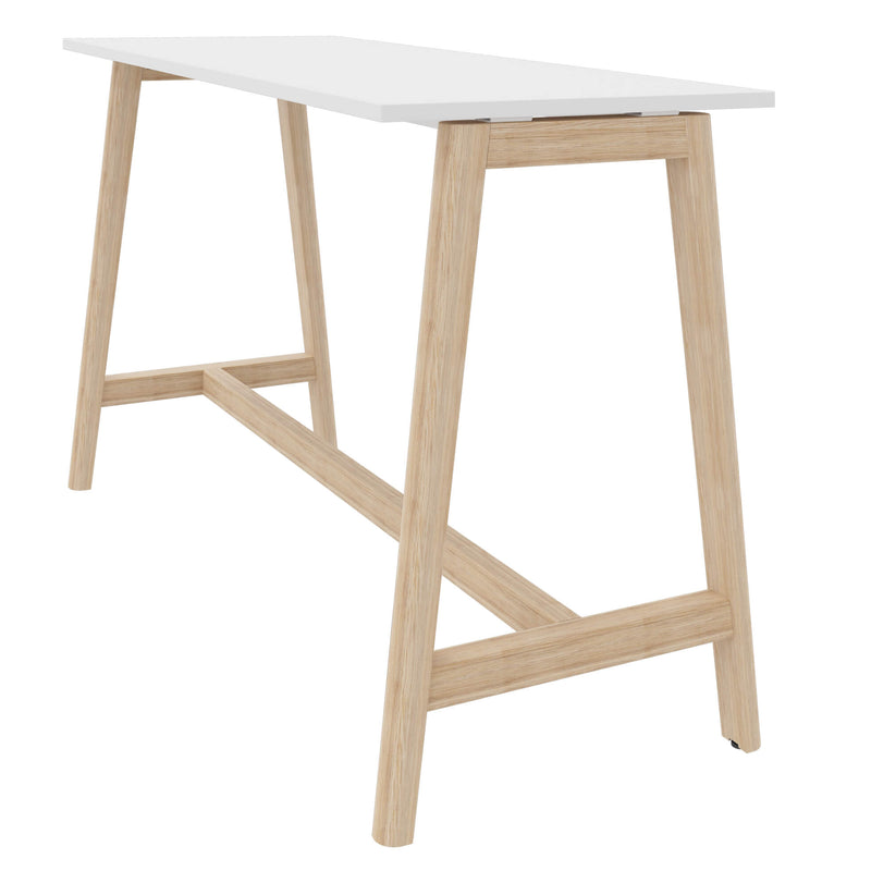 NOVA WOOD Hochtisch | Massivholz-Gestell, 1600 x 700 mm, Weiß - 2 Main Image