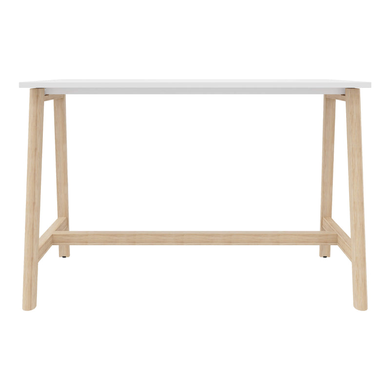 NOVA WOOD Hochtisch | Massivholz-Gestell, 1600 x 700 mm, Weiß - 3 Main Image