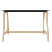 Table haute NOVA WOOD | Cadre en bois massif, 1800 x 700 mm, HPL FENIX noir