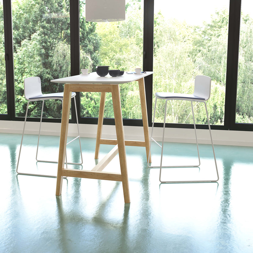 NOVA WOOD Tabella alta | Frame in legno massiccio, 1800 x 700 mm, HPL bianco