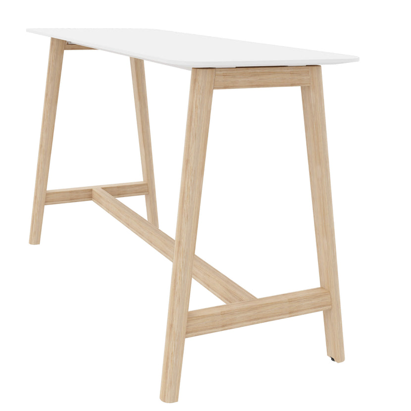 NOVA WOOD Tabella alta | Frame in legno massiccio, 1800 x 700 mm, HPL bianco