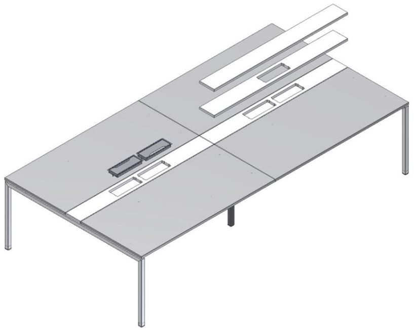 Table de la conférence Nova U | Électrifié, 3200 x 1640 mm (10 - 12 personnes), blanc