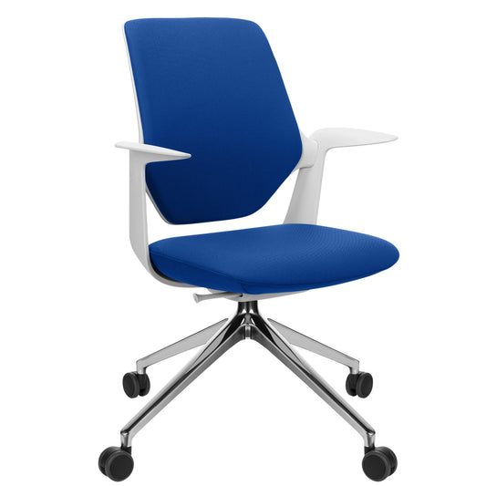 profim - TRILLO PRO swivel chair | Polished aluminum frame, upholstered backrest, synchronous mechanism, light gray