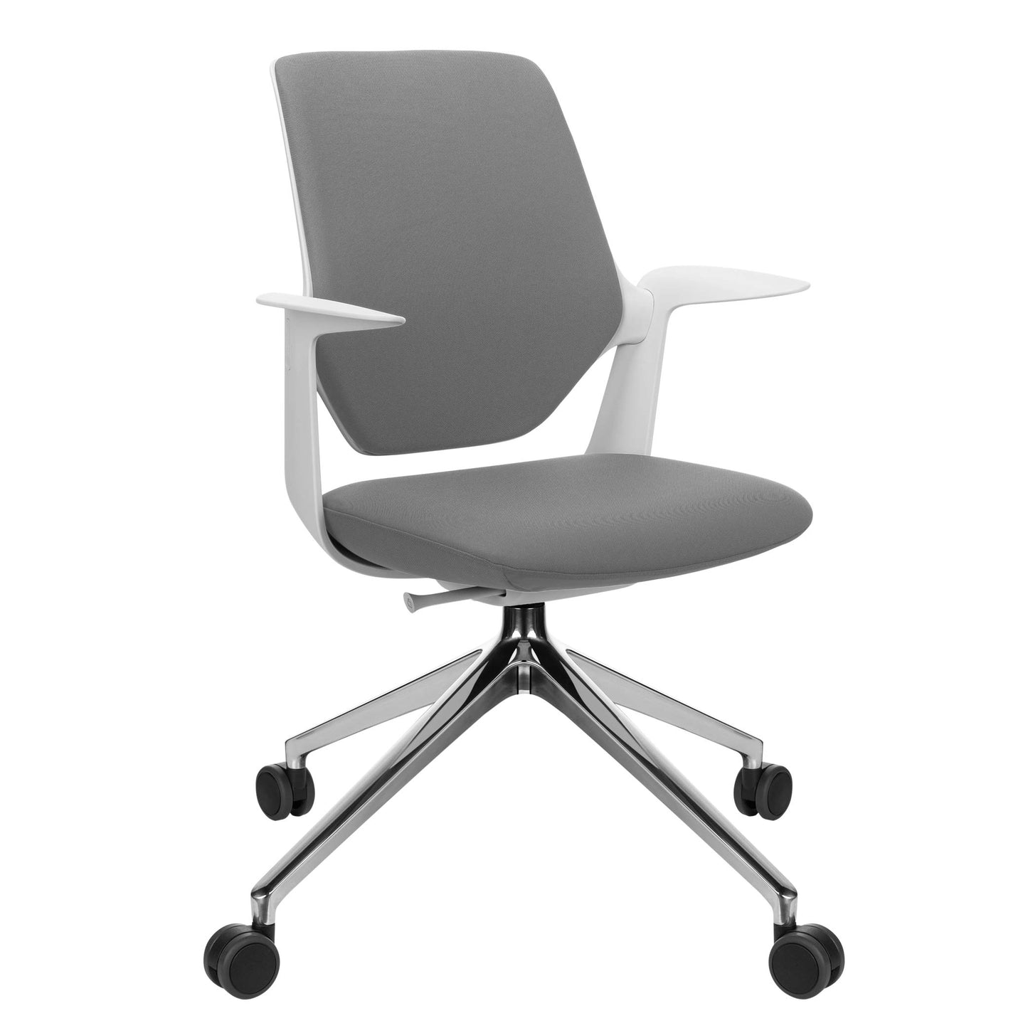 profim - Chaise pivotante TRILLO PRO | Structure en aluminium poli, dossier rembourré, mécanisme synchrone, gris clair