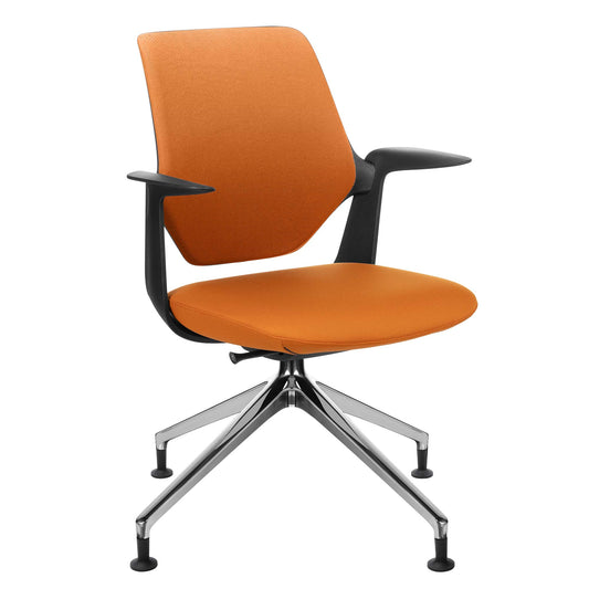 profim - TRILLO PRO swivel chair | Polished aluminum frame, upholstered backrest, synchronous mechanism, black