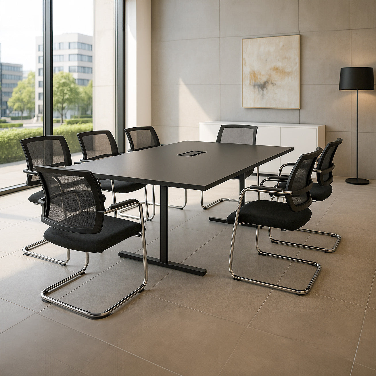 T-EASY Tableau de conférence | 2000 x 1200 mm (8 - 10 personnes), électrifiée, anthracite