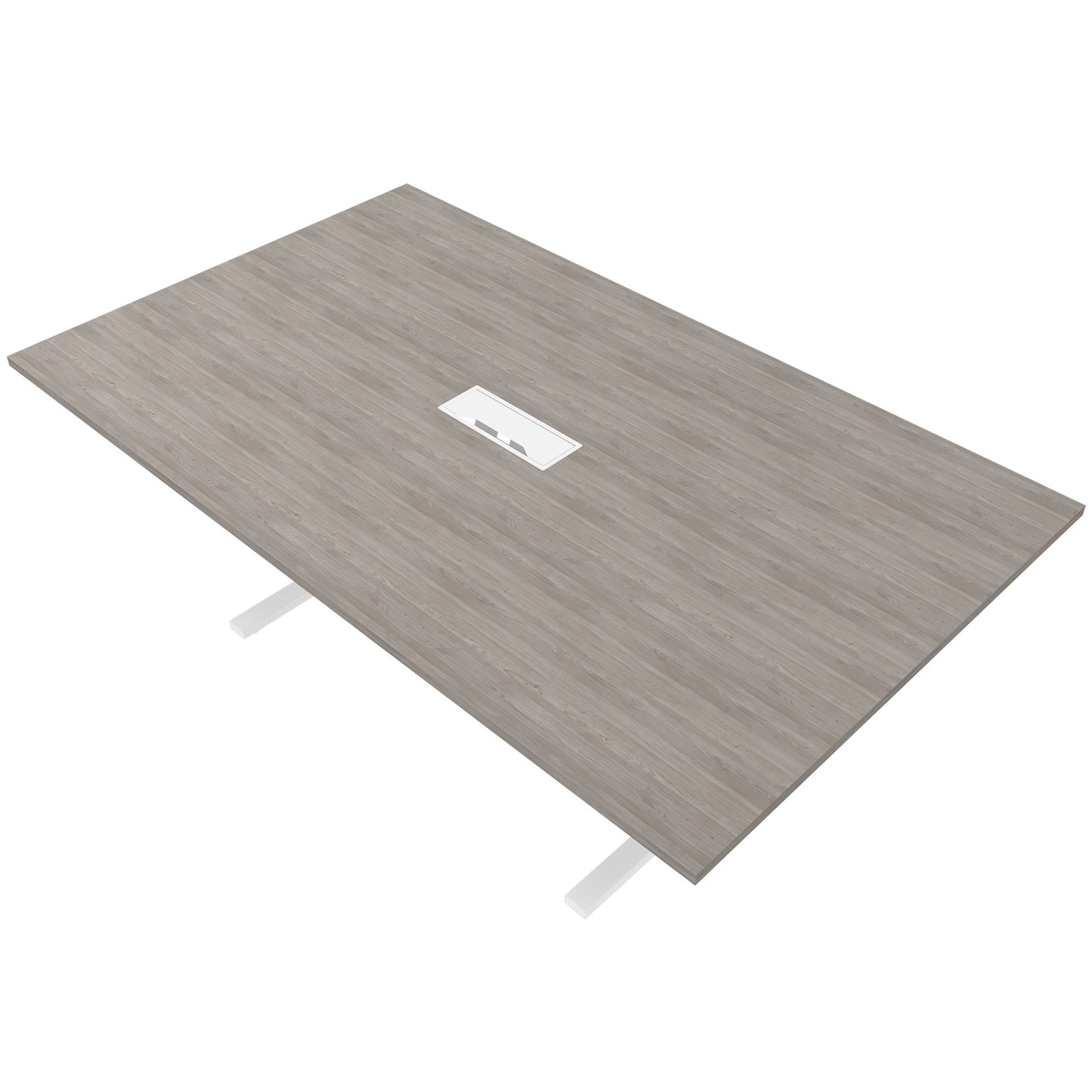 Table de conférence T-EASY | 2000 x 1200 mm (8 - 10 personnes), électrifié, chêne du nord gris