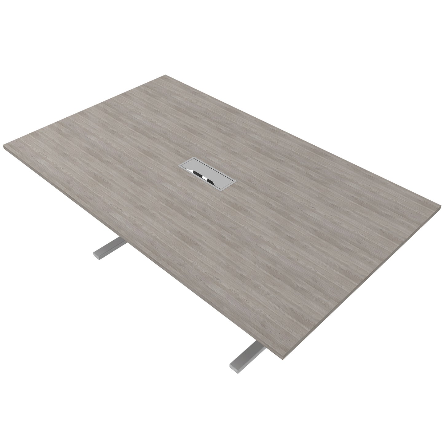 Table de conférence T-EASY | 2000 x 1200 mm (8 - 10 personnes), électrifié, chêne du nord gris