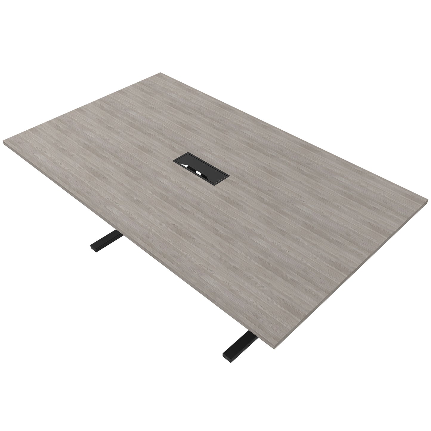 Table de conférence T-EASY | 2000 x 1200 mm (8 - 10 personnes), électrifié, chêne du nord gris