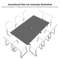 Table de conférence T-EASY | 2000 x 1200 mm (8 - 10 personnes), électrifié, chêne du nord gris