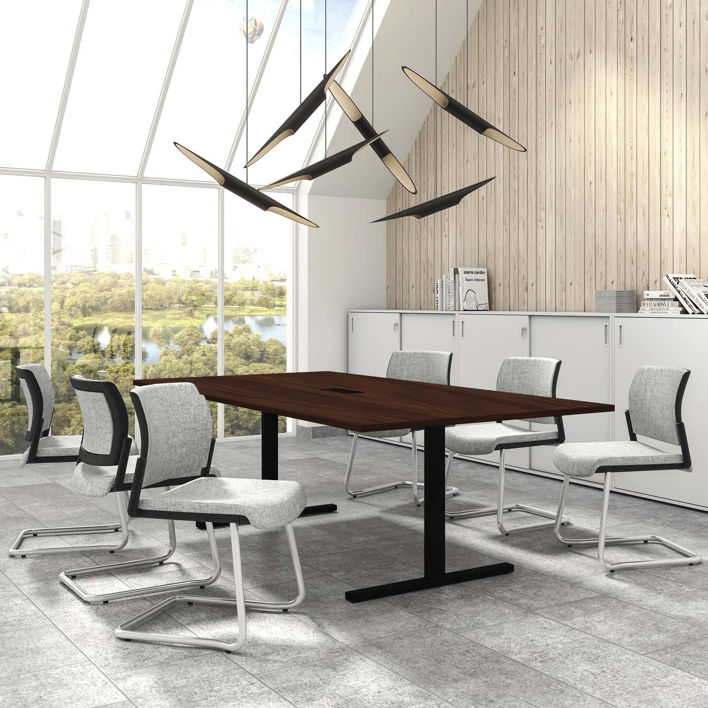 T-EASY conference table | 2000 x 1200 mm (8 - 10 people), electrified, walnut