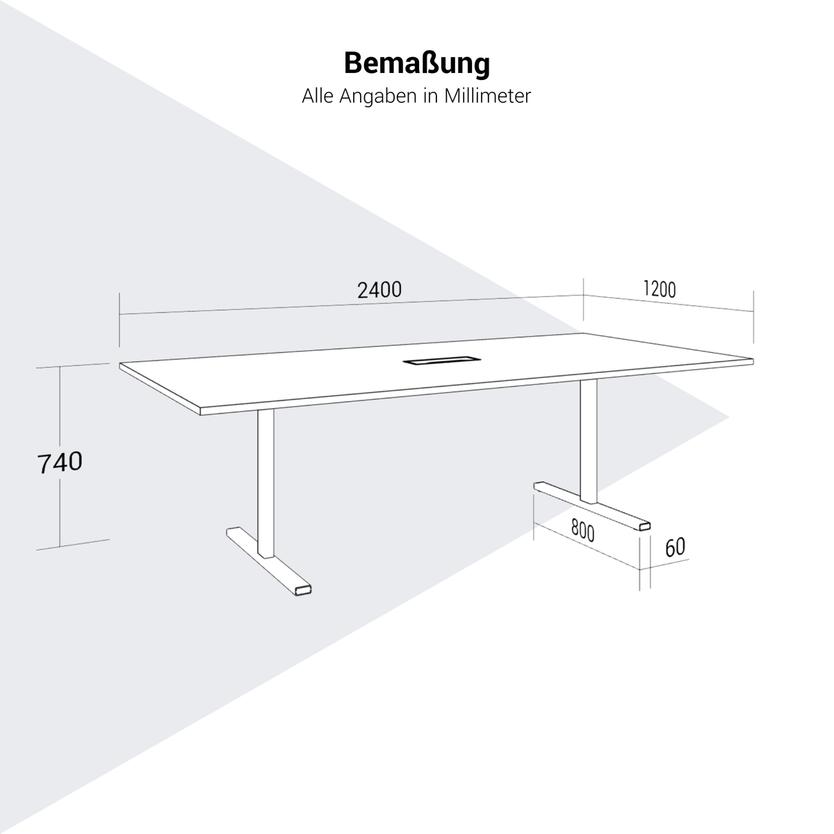 T-EASY Konferenztisch | 2400 x 1200 mm (10 - 12 Personen), elektrifiziert, Ahorn - 12 Lightbox Main Image