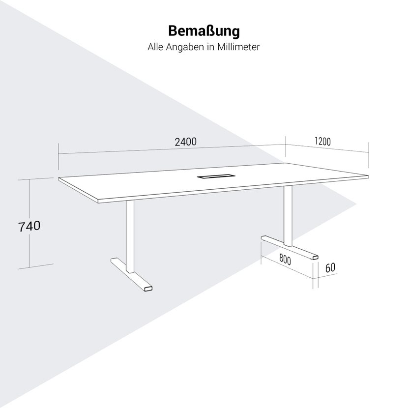 T-EASY Tableau de conférence | 2400 x 1200 mm (10 - 12 personnes), électrifié, érable