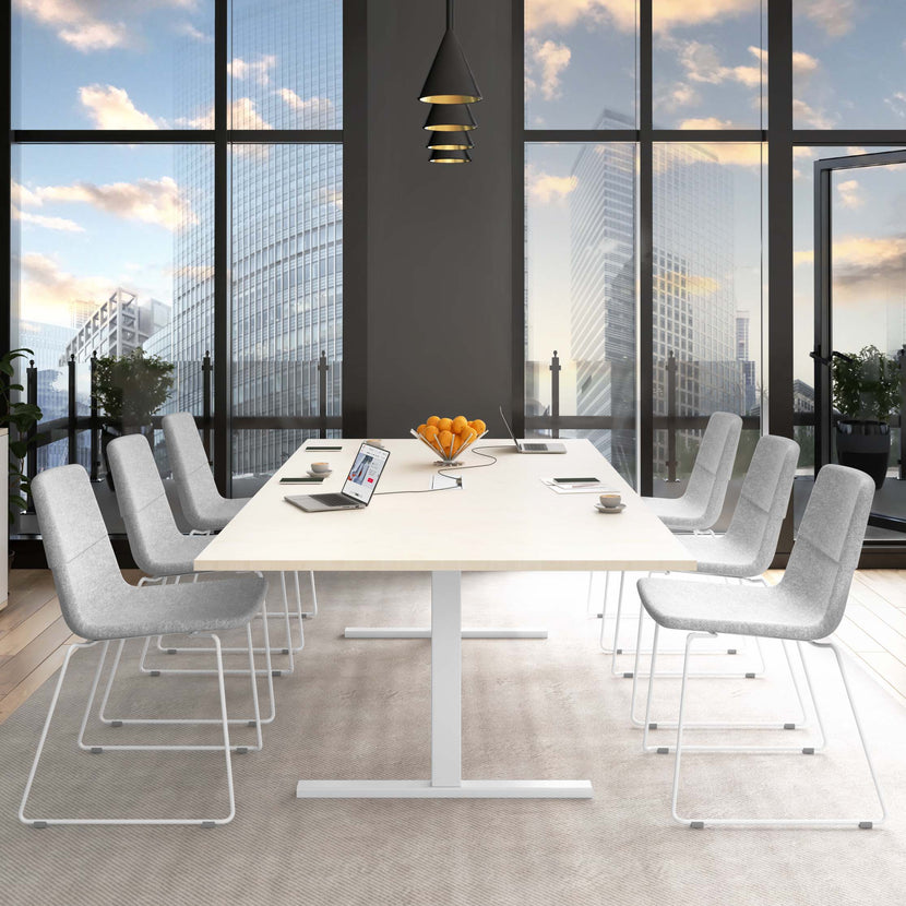 T-EASY Tableau de conférence | 2400 x 1200 mm (10 - 12 personnes), électrifié, érable