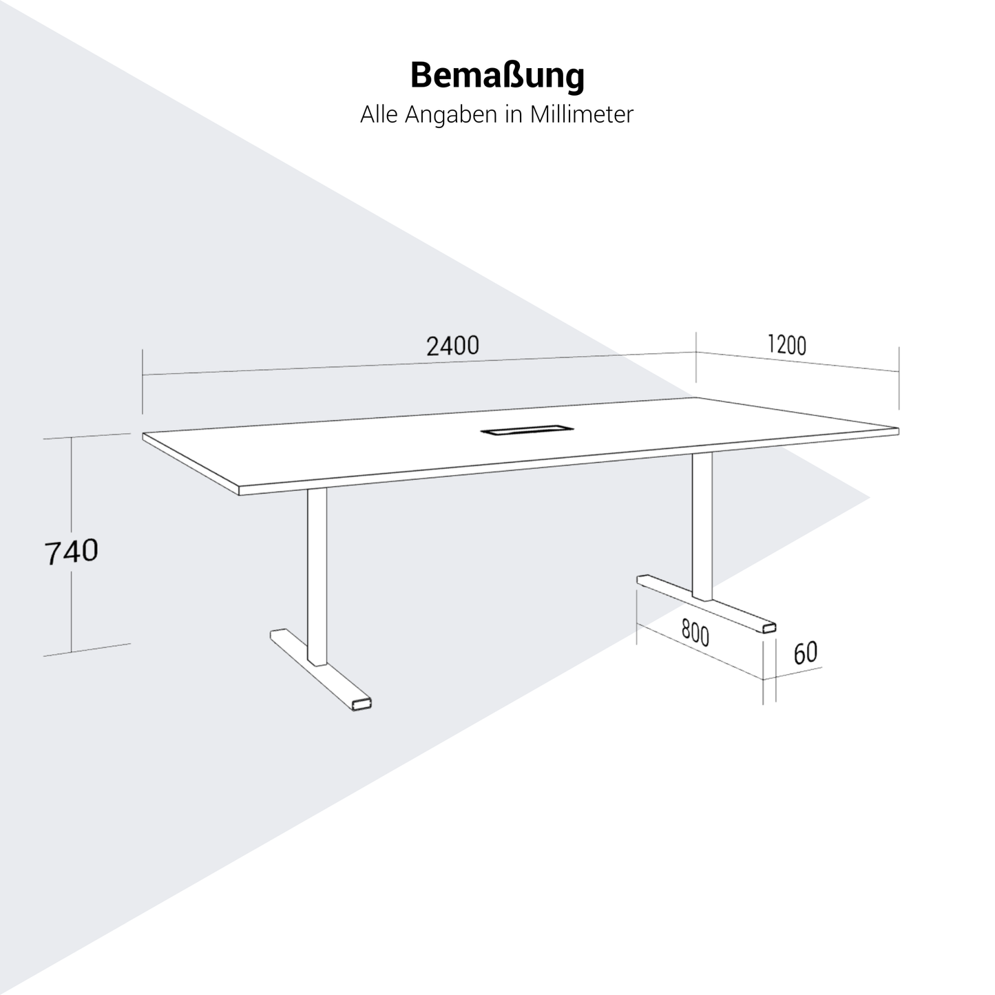 TABELLA DELLA CONFERENZA T-SEY | 2400 x 1200 mm (10-12 persone), elettrificato, antracite