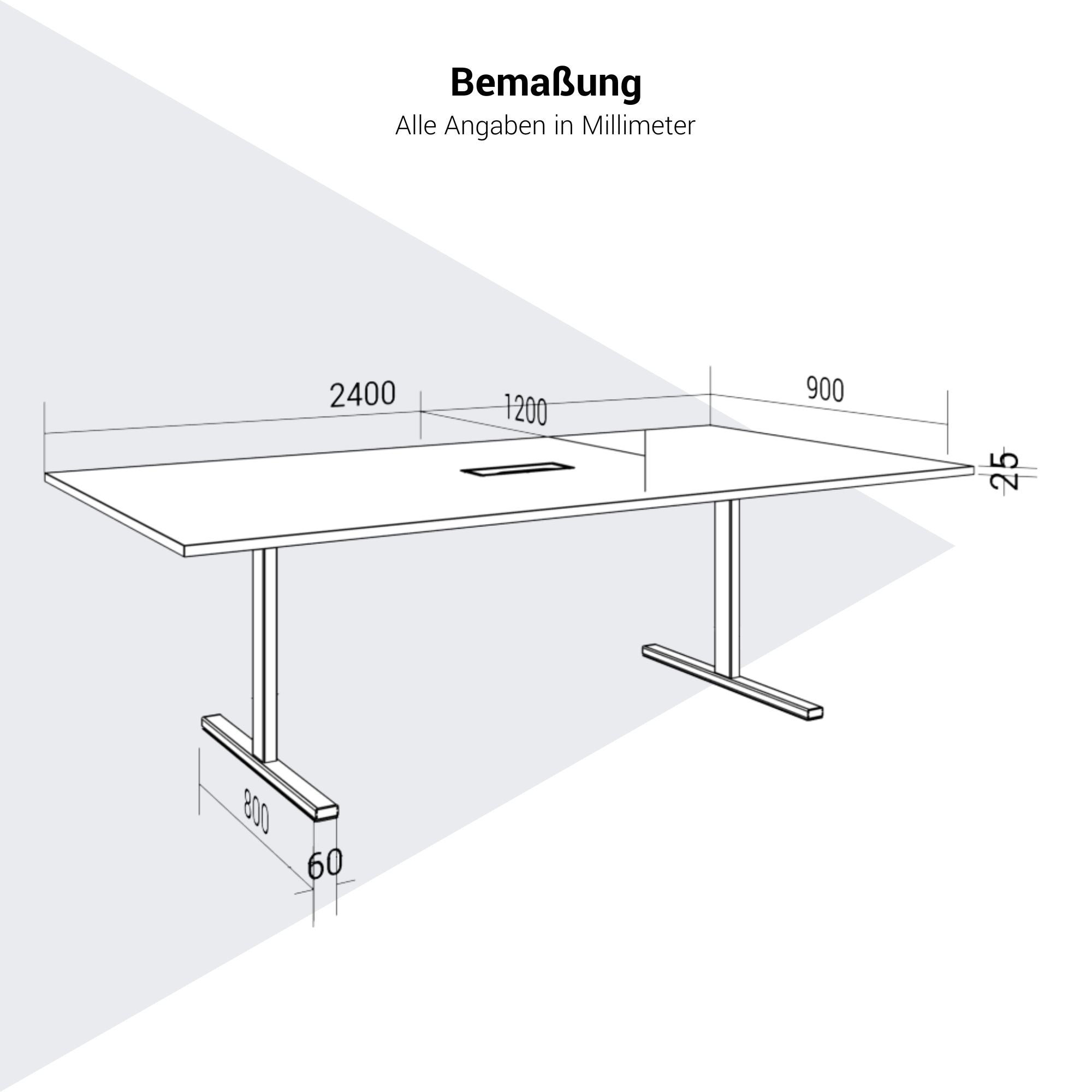 T-EASY Tableau de conférence | 2400 x 1200 mm (10 - 12 personnes), électrifié, anthracite