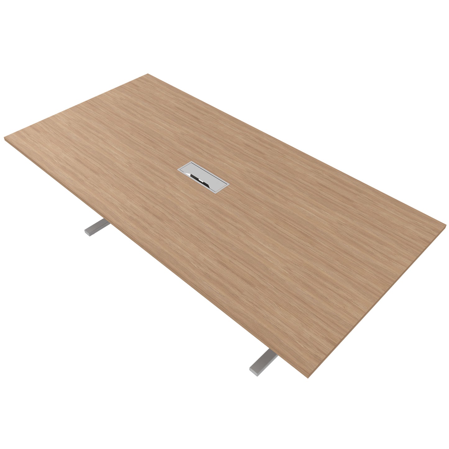 Table de conférence T-EASY | 2400 x 1200 mm (10 - 12 personnes), électrifié, chêne ambré