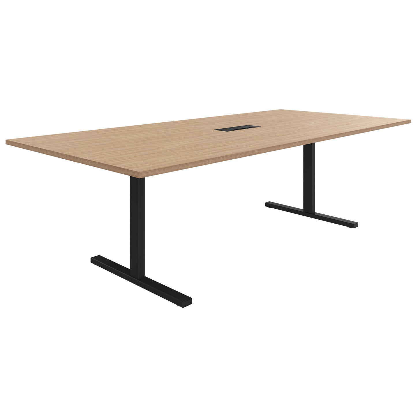 Table de conférence T-EASY | 2400 x 1200 mm (10 - 12 personnes), électrifié, chêne ambré