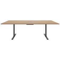 Table de conférence T-EASY | 2400 x 1200 mm (10 - 12 personnes), électrifié, chêne ambré