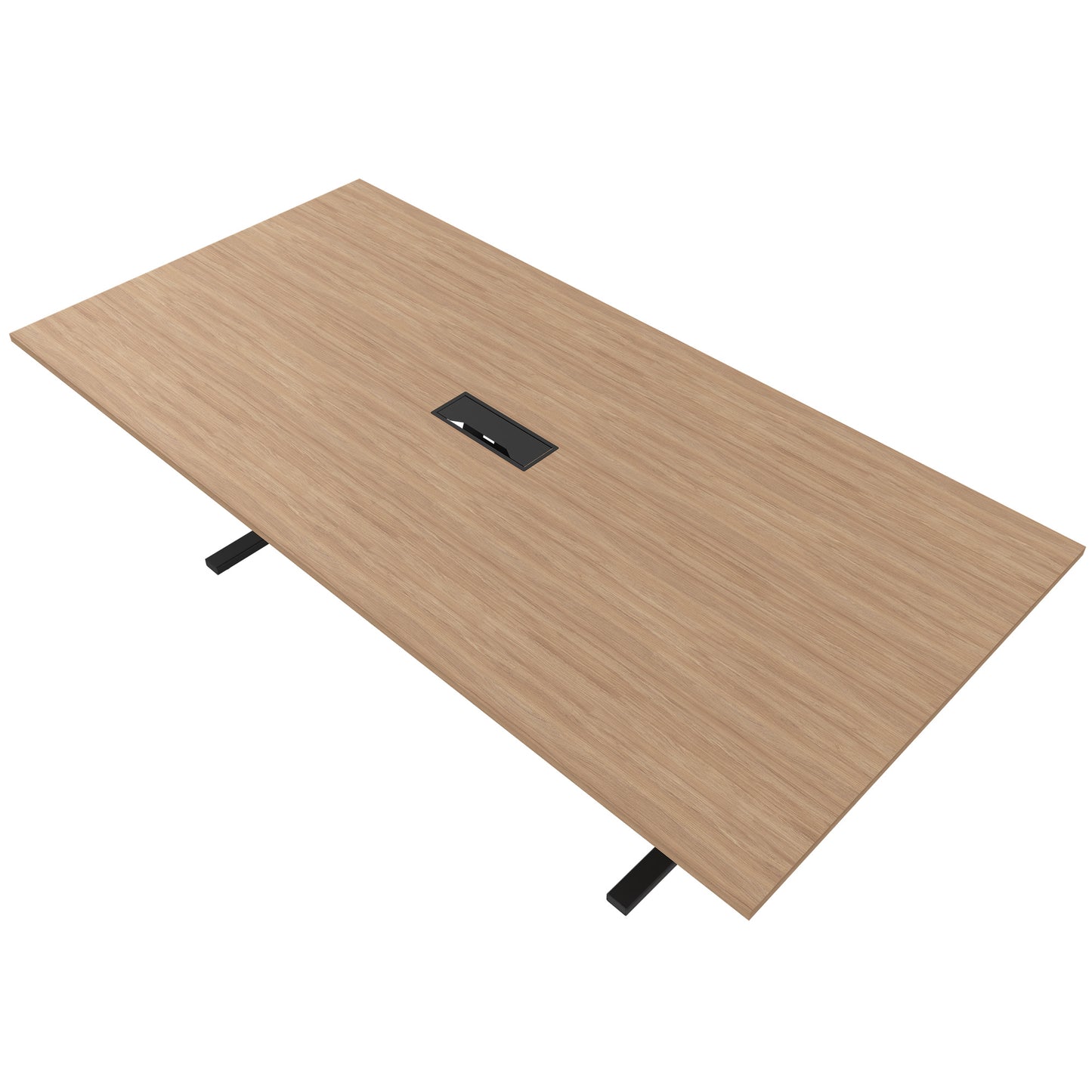 Table de conférence T-EASY | 2400 x 1200 mm (10 - 12 personnes), électrifié, chêne ambré