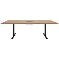 Table de conférence T-EASY | 2400 x 1200 mm (10 - 12 personnes), électrifié, chêne ambré