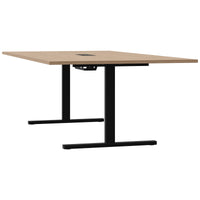 Table de conférence T-EASY | 2400 x 1200 mm (10 - 12 personnes), électrifié, chêne ambré